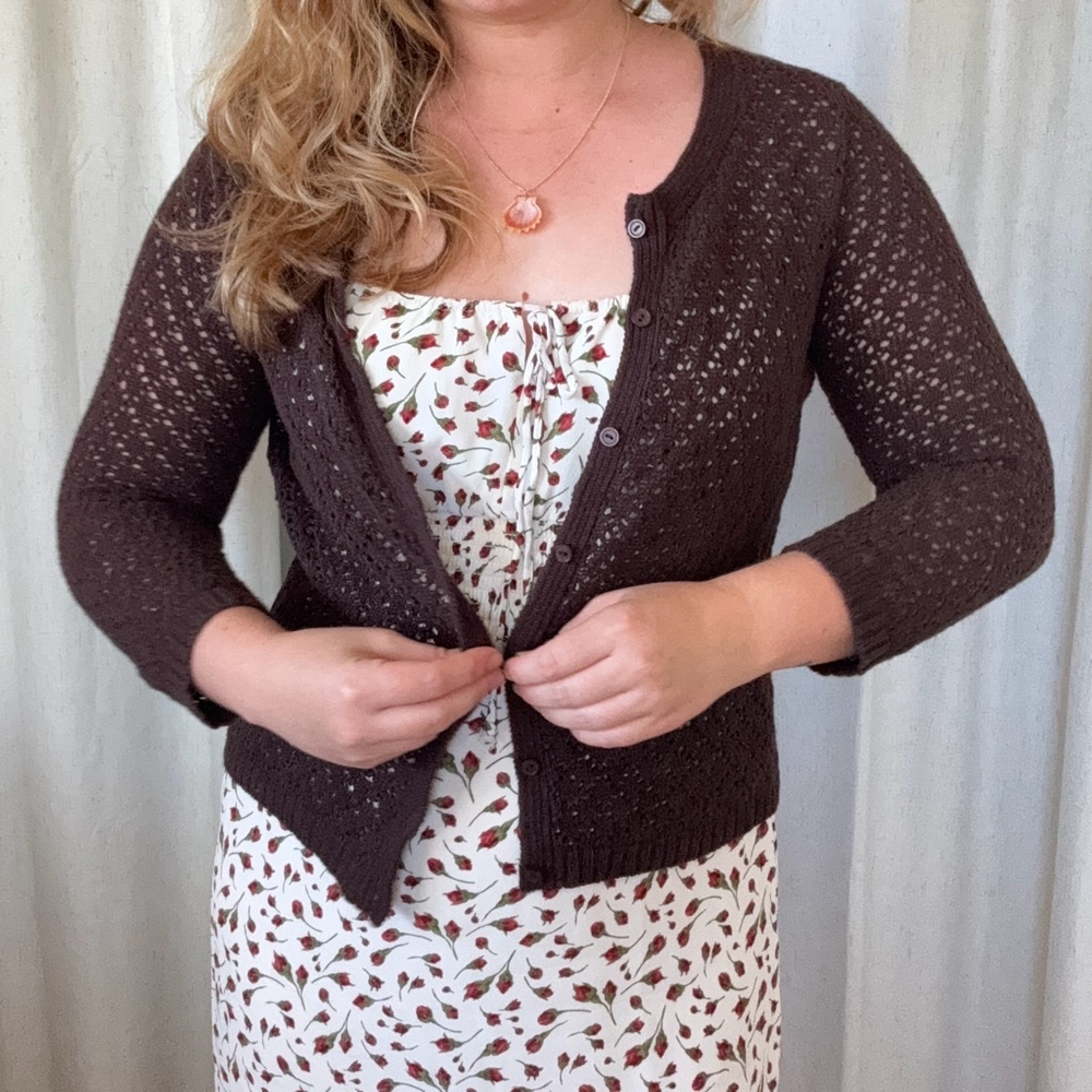 Sunny Leigh Y2K Crochet Cardigan• Size: M